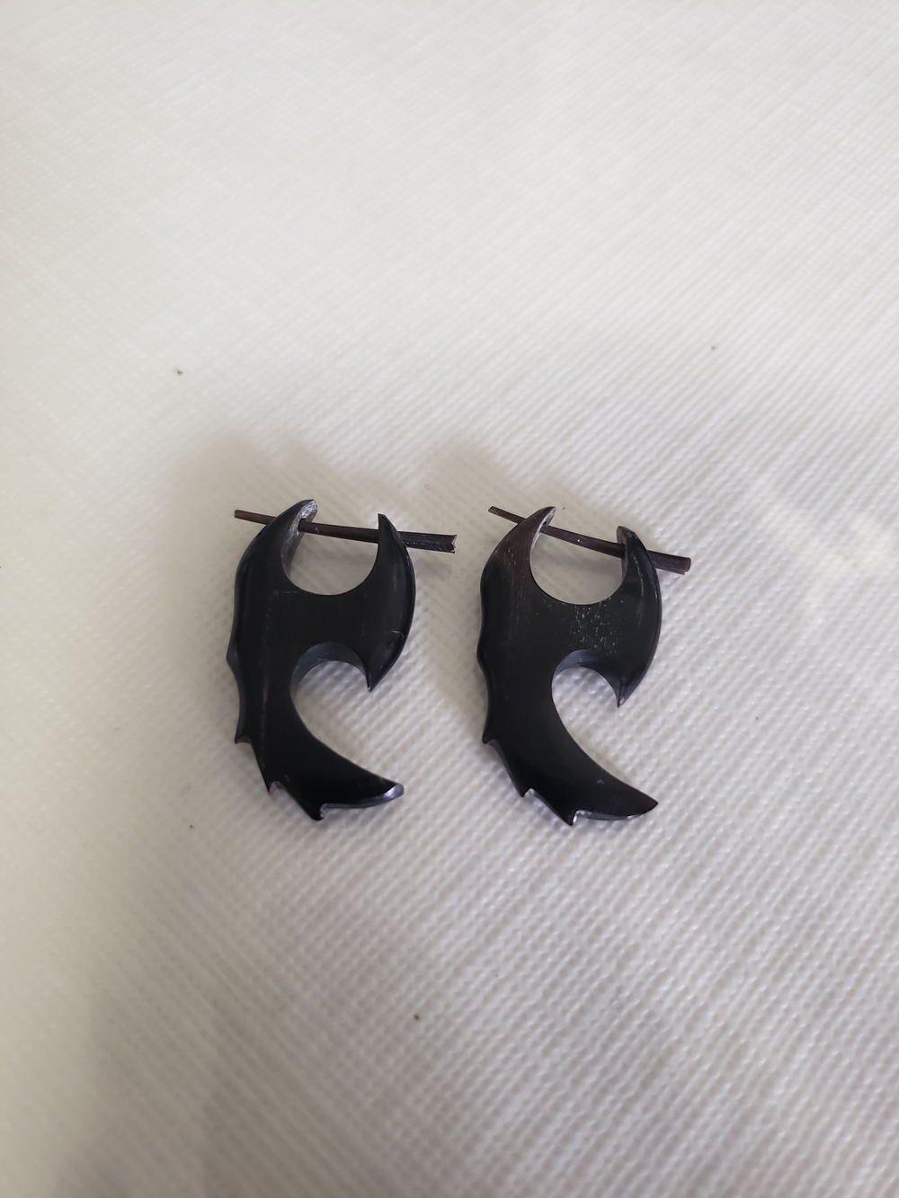 Black Carved Tribal Hoop Earrings